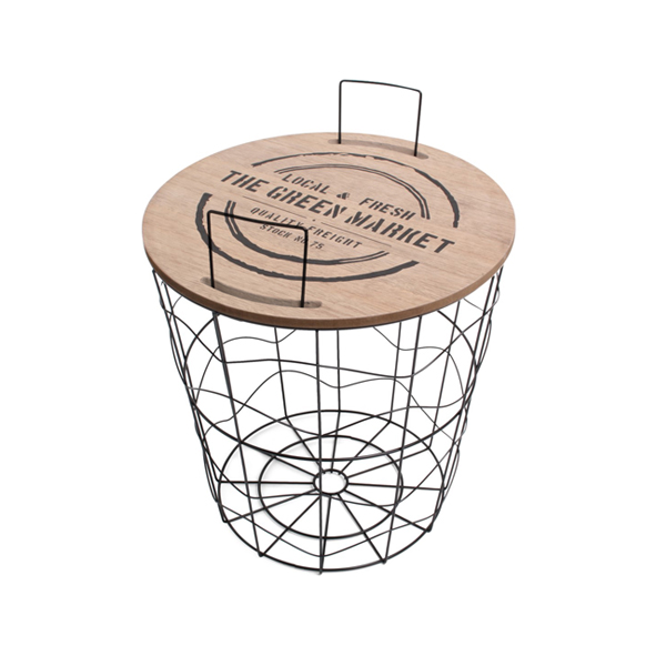 Iron Basket Triangle Black with handles - lid The Green Market