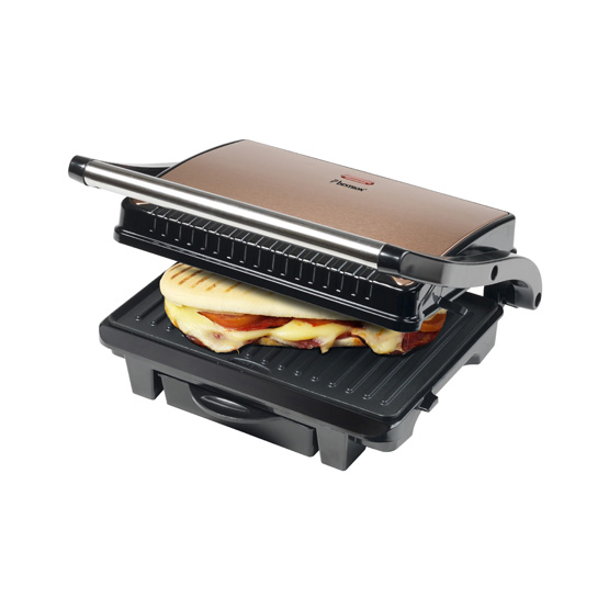Panini Grill - 1000W - opvangbakje voor vet - Koper 