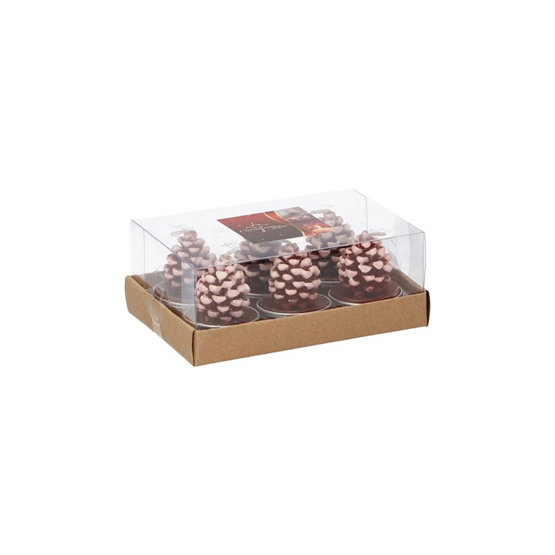 Kerstkaarsen 6-delig dennenappel
