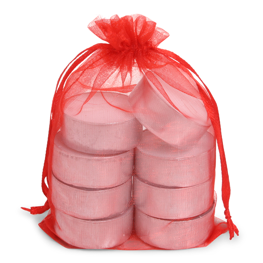 SENZA Theelichtjes Organza Zak /8 Rood