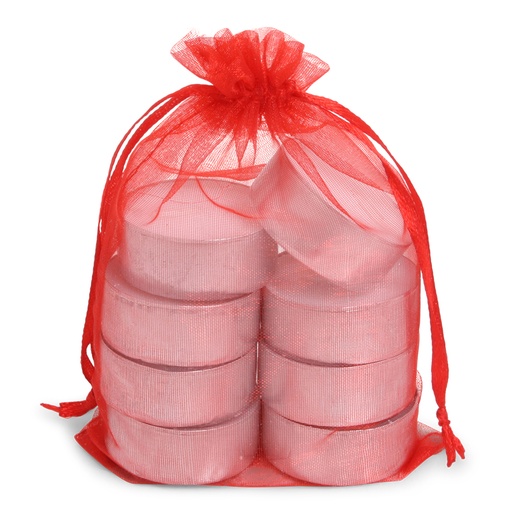 [36912] SENZA Theelichtjes Organza Zak /8 Rood