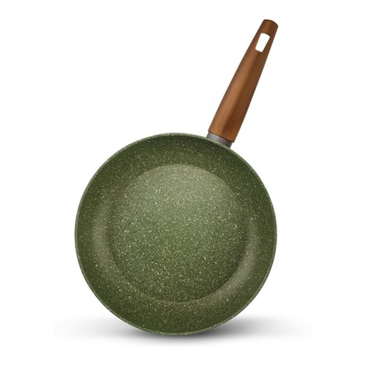 [60629] Koekenpan deluxe groen met hout-look greep