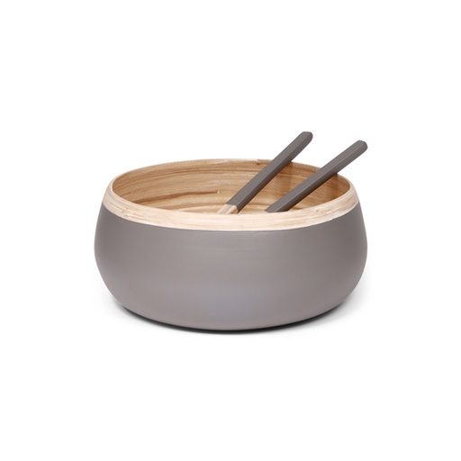 [68388] SENZA Bamboo Salad Bowl + Couvert Grey